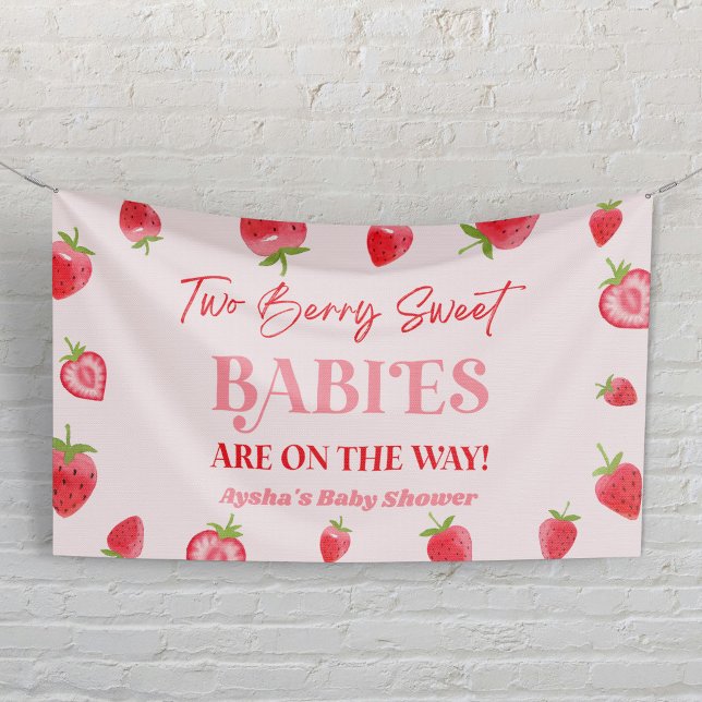 Lona Dos Berry Sweet Babies Strawberry Twin Baby Shower (Subido por el creador)
