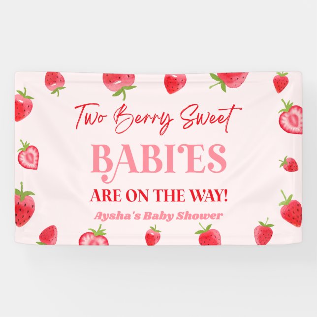 Lona Dos Berry Sweet Babies Strawberry Twin Baby Shower (Horizontal)