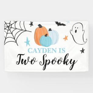 Lona Dos calabazas azules espeluznantes de Halloween Cu