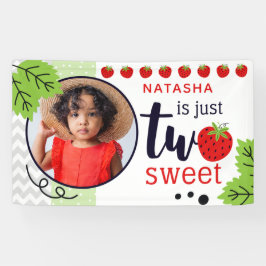 Lona DOS Dulce Fresa Bebe Segundo Cumpleaños Dos