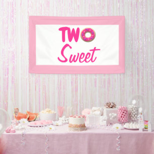 Lona Dos dulces donut segundo cumpleaños