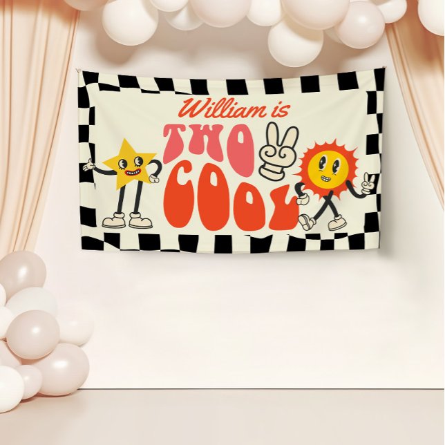 Lona Dos fiestas de cumpleaños de Guay retro lejos de s (Subido por el creador)