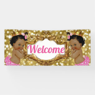 Lona Dos princesas africanas Bienvenida Purpurina Rosa 