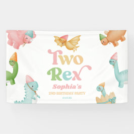 Lona Dos Rex Dinosaur 2º Segundo Partido de Cumpleaños