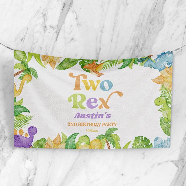 Lona Dos Rex Dinosaur 2º Segundo Partido de Cumpleaños (Subido por el creador)