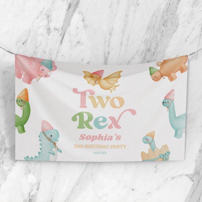 Lona Dos Rex Dinosaur 2º Segundo Partido de Cumpleaños (Subido por el creador)