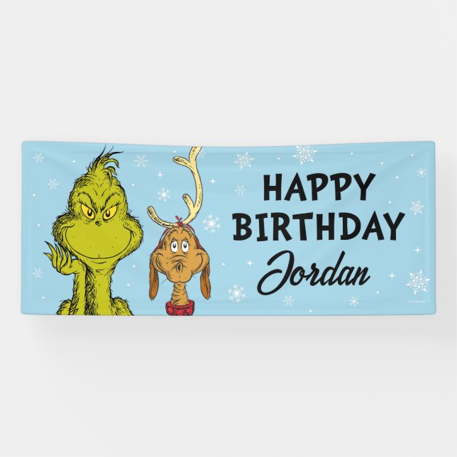 Lona Dr. Seuss | Cumpleaños de invierno del Grinch (Horizontal)