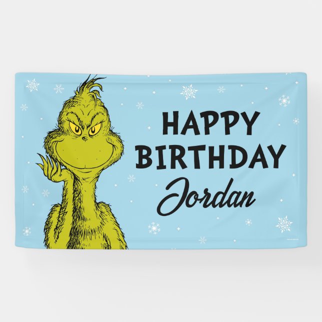 Lona Dr. Seuss | Cumpleaños de invierno del Grinch (Horizontal)