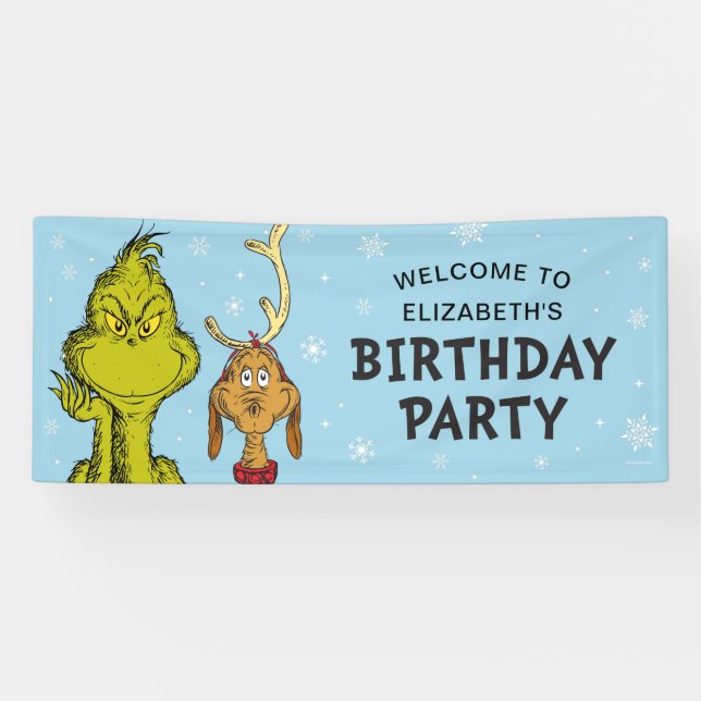 Lona Dr. Seuss | Grinch Cumpleaños de Invierno Bienveni (Horizontal)