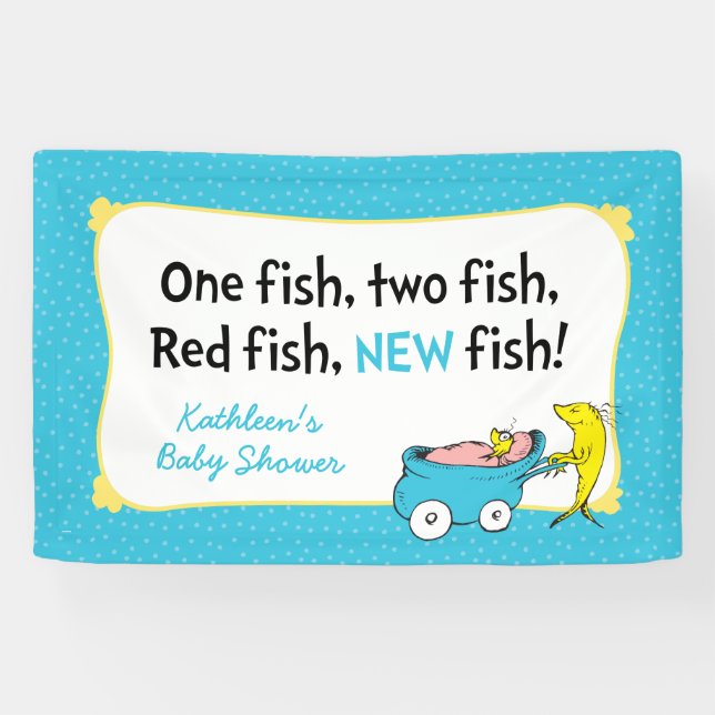 Lona Dr. Seuss | Un pez - Boy Baby Shower Banner (Horizontal)