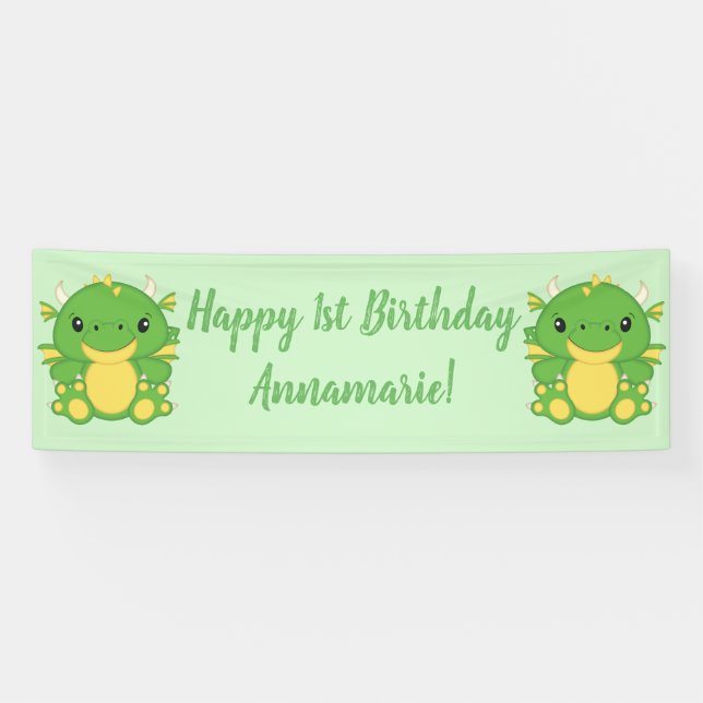 Lona Dragon Birday Party Green (Horizontal)