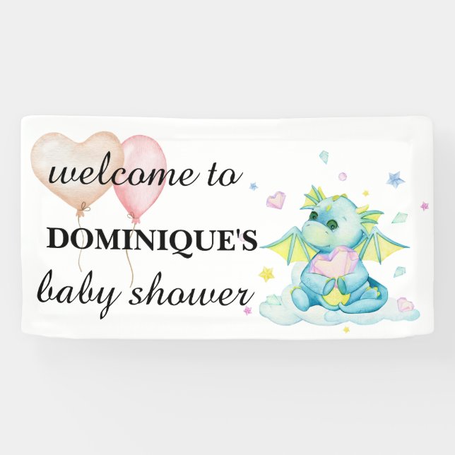 Lona Dragón Con Un Corazón - Cartel De Bienvenida (Horizontal)