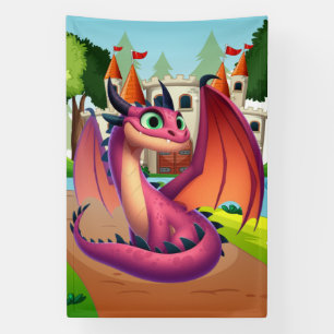 Lona Dragón de dibujos animados morado/rojo lindo