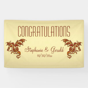 Lona Dragón en llamas sobre oro personal