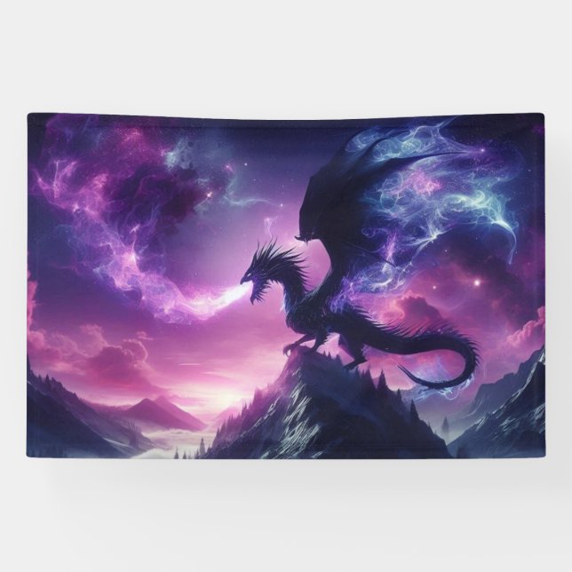 Lona Dragón Etéreo Oscuro Medieval (Horizontal)
