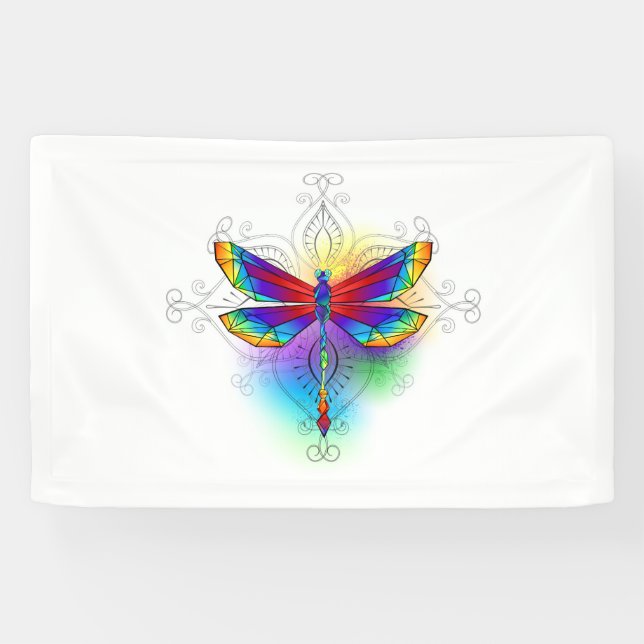 Lona Dragón poligonal arcoiris (Horizontal)