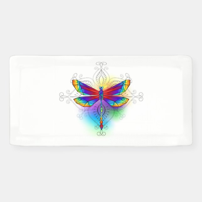 Lona Dragón poligonal arcoiris (Horizontal)