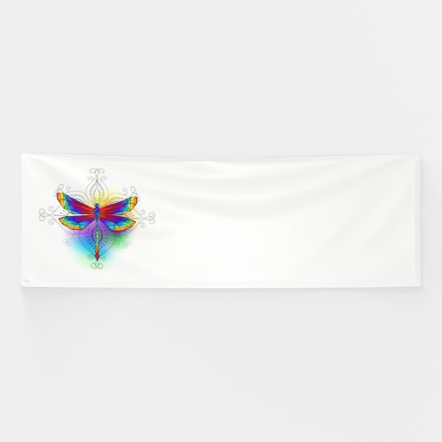 Lona Dragón poligonal arcoiris (Horizontal)