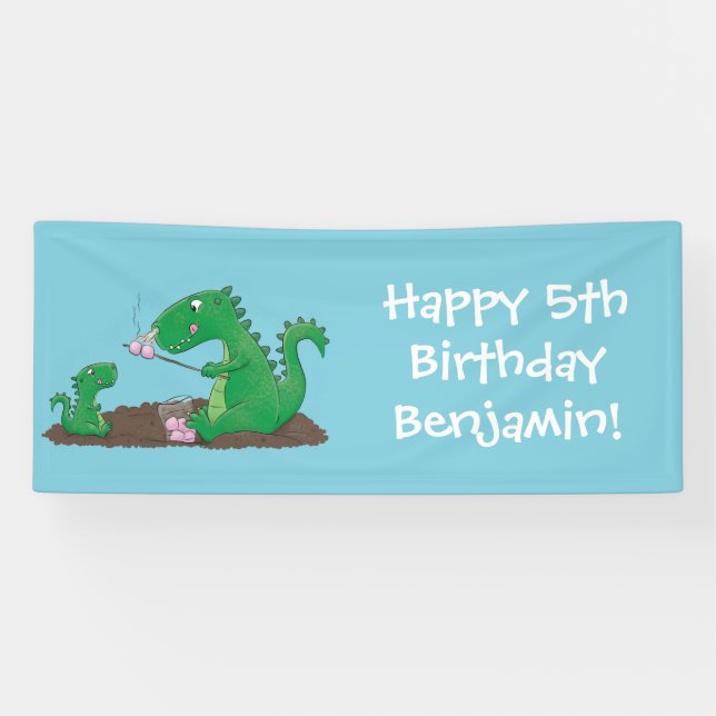 Lona dragones cortos asando malvaviscos personalizado (Horizontal)