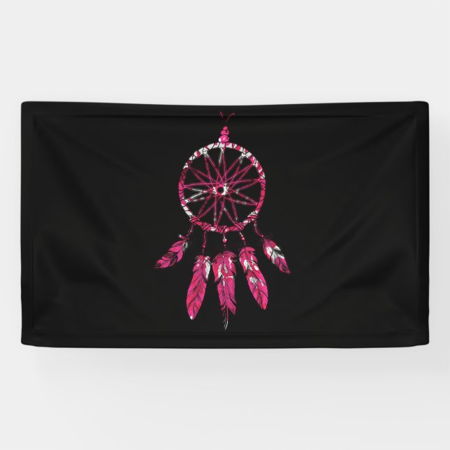 Lona Dreamcatcher rosa muestra a indios nativos estadou (Horizontal)