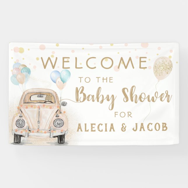 Lona Drive by Baby Shower Car Gold Peach (Horizontal)