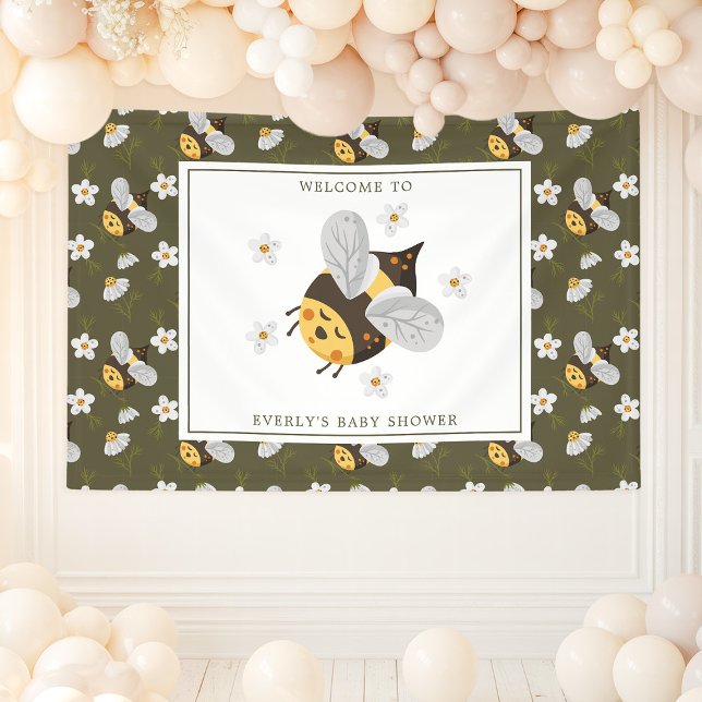 Lona Ducha de bebé abeja flor margarita verde (Subido por el creador)