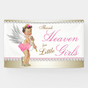 Lona Ducha de bebé Ángel Princesa Tacón Alto Perla Rosa