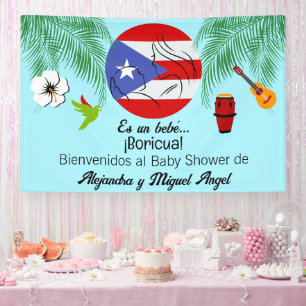 Lona Ducha de bebé azul boricua puertorriqueño