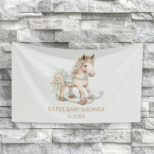 Lona Ducha de Bebé Caballo Mecedor Juguete Floral Vinta