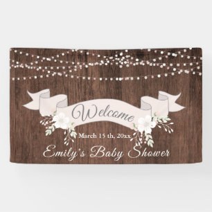 Lona Ducha de bebé con cinta rubia de madera