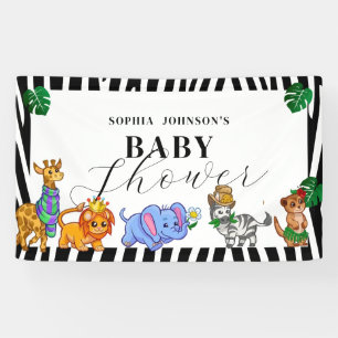 Lona Ducha de Bebé de Animales de Safari en Blanco y Ne