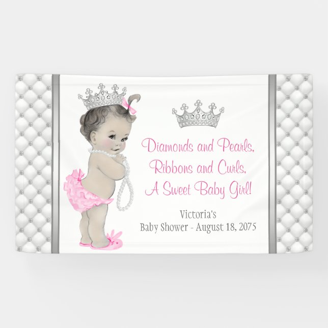 Lona Ducha de bebé de la princesa Diamond Pearl (Horizontal)