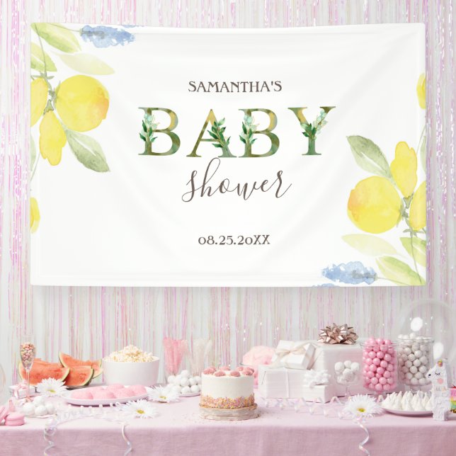 Lona Ducha de Bebé de Limones en Acuarela (Fiesta)