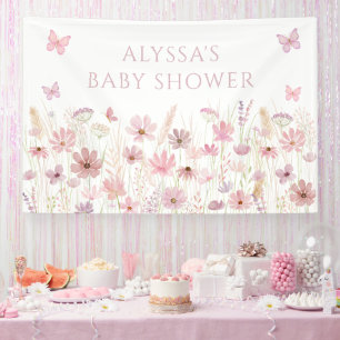 Lona Ducha de bebé de mariposa rosa silvestre