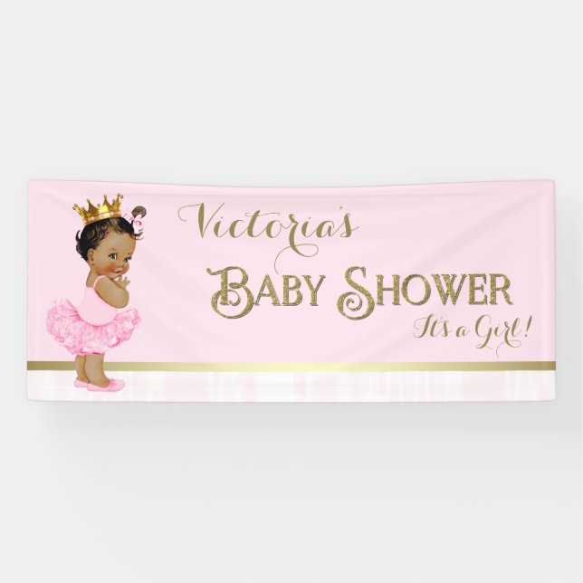 Lona Ducha de bebé de princesa bailarina étnica (Horizontal)