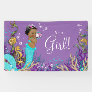 Lona Ducha de bebé de sirena afroamericana