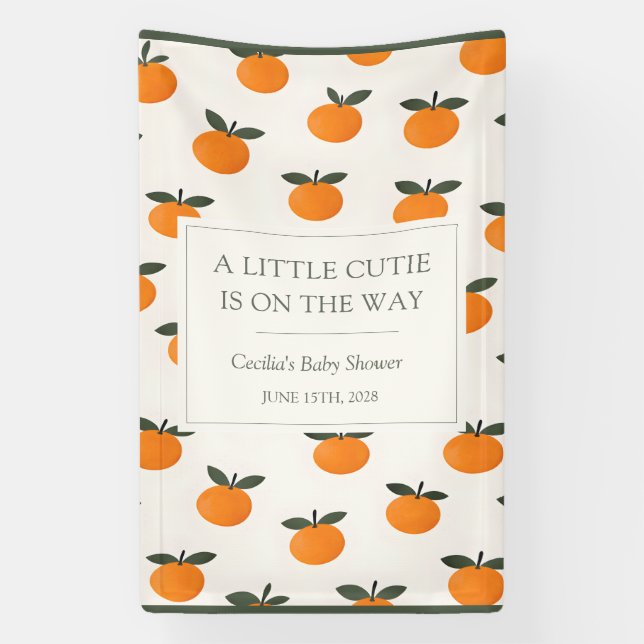 Lona Ducha de bebé neutra con tema de naranja adorable (Vertical)