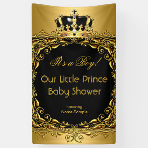 Lona Ducha de bebe niño Corona de Oro Negro Royal Baby 