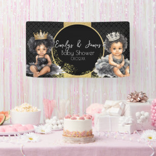 Lona Ducha de gemelas bebé oro negro princesa bebé 