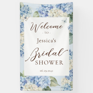 Lona Ducha de Novia Acuarela de Hortensias Azules Polvo