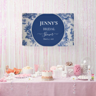 Lona Ducha de Novia Azul y Blanco Toile de Jouy Francés