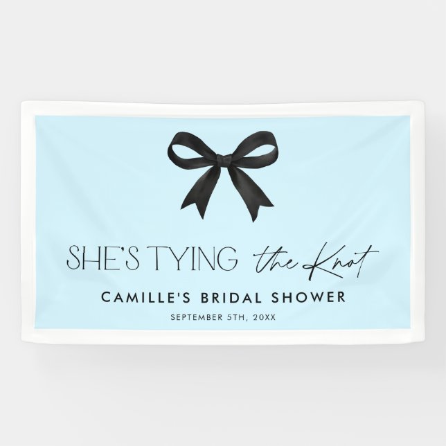 Lona Ducha de novia con lazo azul Ella se está casando (Horizontal)