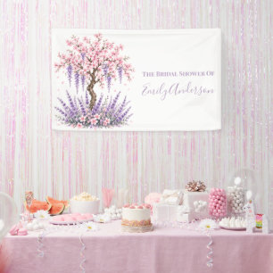 Lona Ducha de Novia de Flor de Cerezo y Árbol de Lavand
