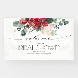 Lona Ducha de novia floral rosa y borgoñona
