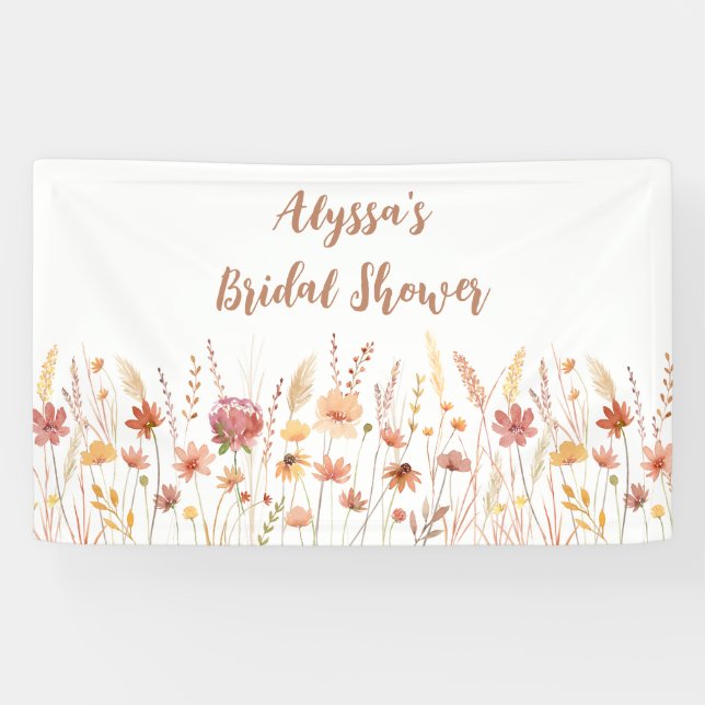 Lona Ducha nupcial de Boho Terracotta Wildflower (Horizontal)