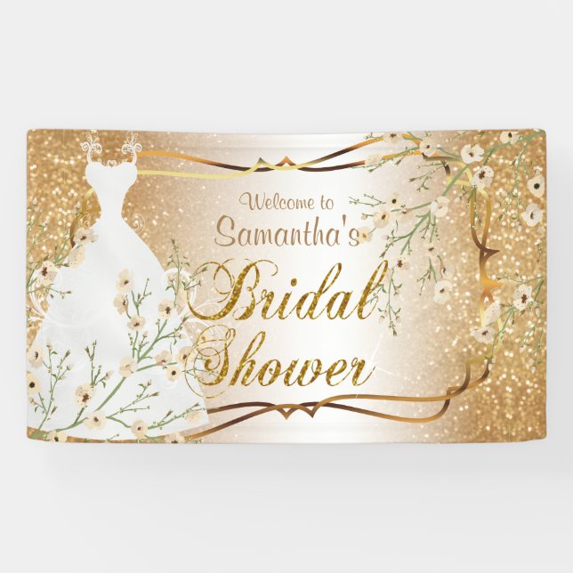 Lona Ducha nupcial en Purpurina de oro 2 (Horizontal)