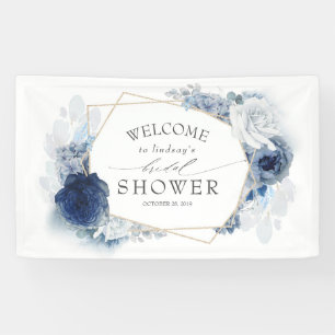 Lona Ducha nupcial floral azul turbia y marina
