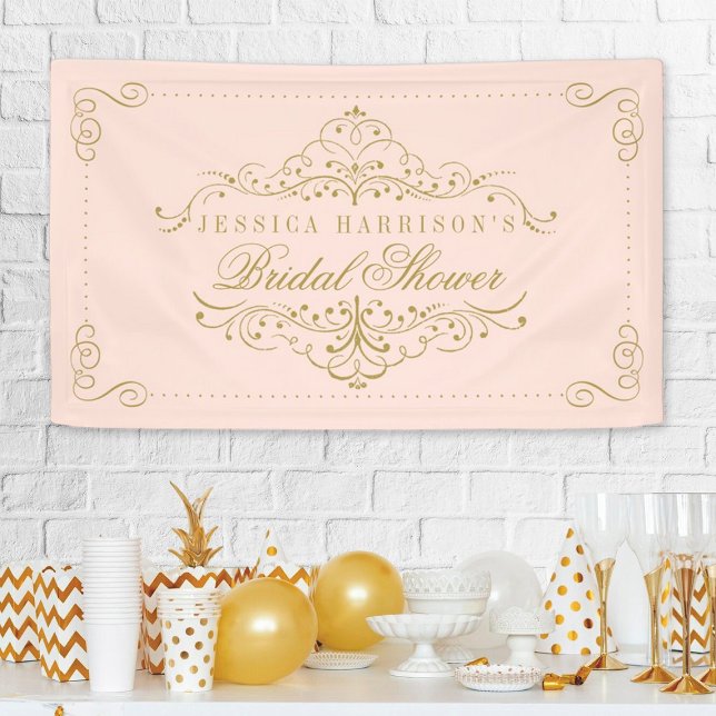 Lona Ducha nupcial Rubor Pink & Gold Ornate (Subido por el creador)