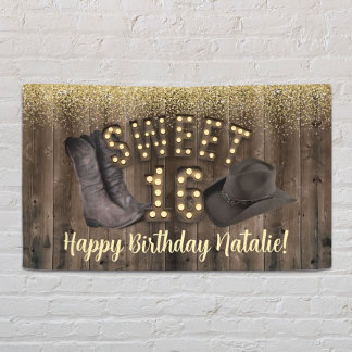 Lona Dulce 16 Cowgirl Rustic Barn Wood Cumpleaños Occid