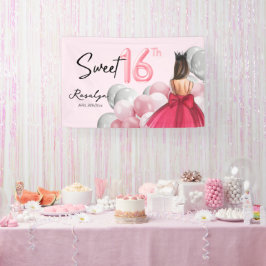 Lona Dulce 16 Globos blancos de oro Rosa Glam